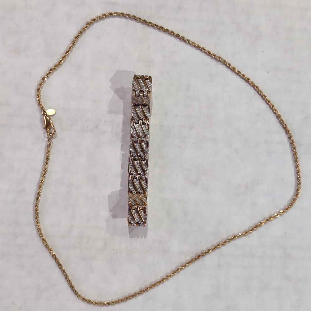 S.P. BC Lind Gold Tone Rope necklace & Costume Jewelry bracelet vintage